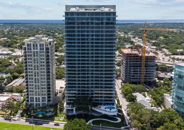 a view of city from a balcony
