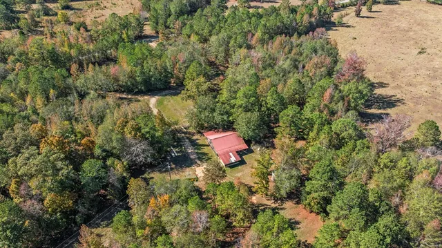 a backyard of a house with lots of green space and trees