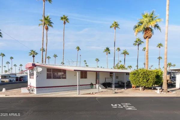 a front view of a building with street view