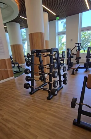 a view of a room with gym equipment