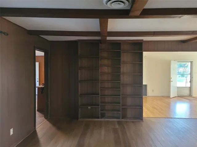 a view of wooden door