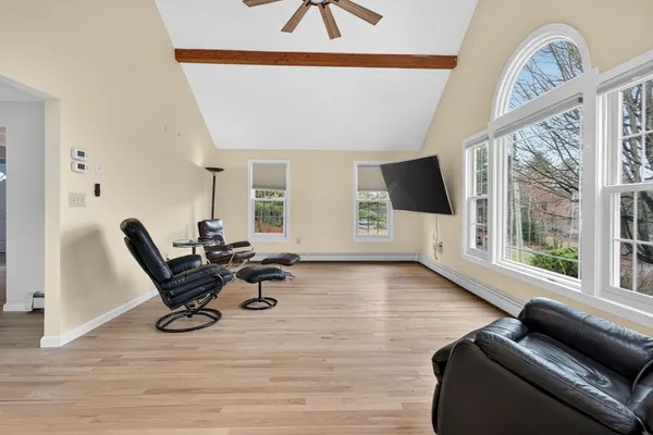 a living room with furniture