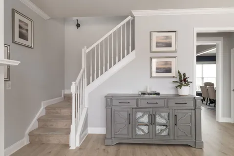 a balcony with furniture