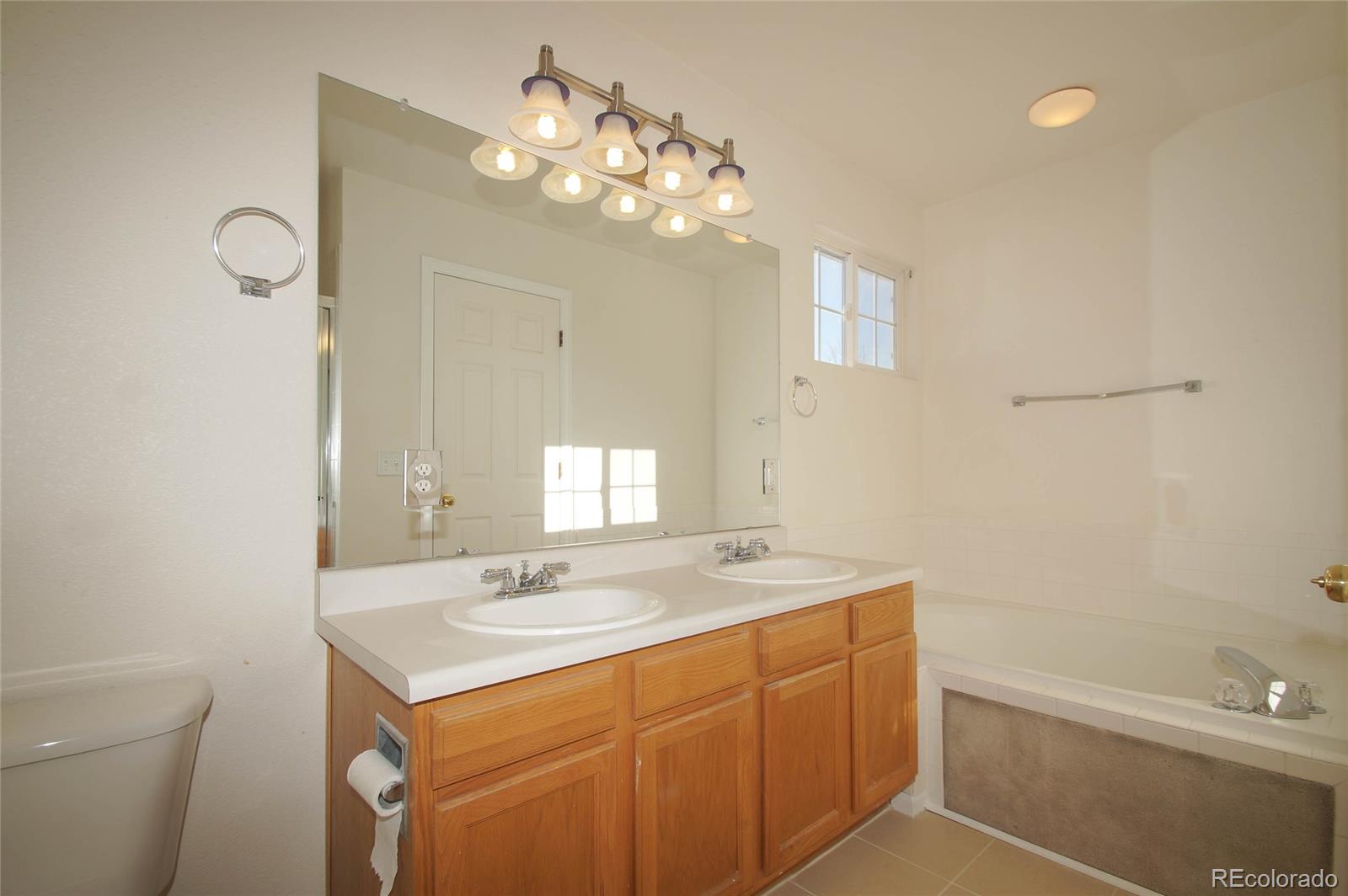 9638 Silverberry Circle Highlands Ranch, CO 80129 - Photo 22 of 27 a bathroom with a sink a toilet and a mirror