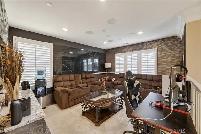 a living room with furniture