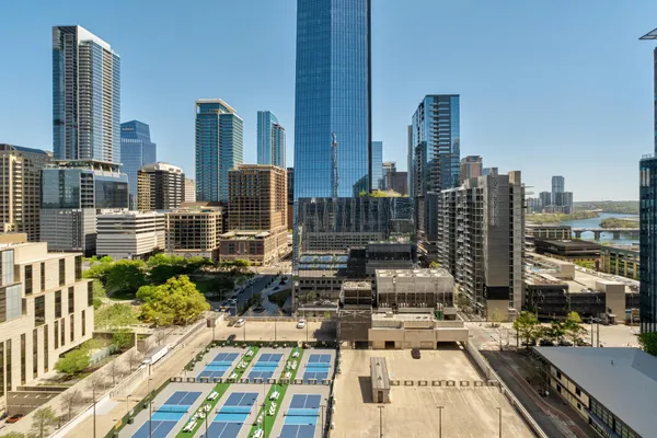 a city view from a balcony