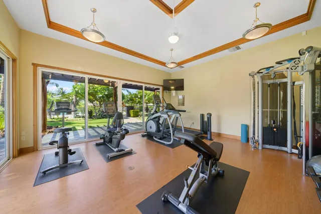 a view of a room with gym equipment