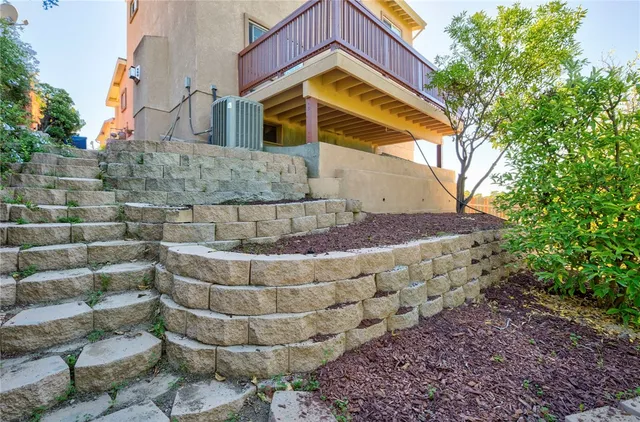 a view of a balcony with an outdoor space