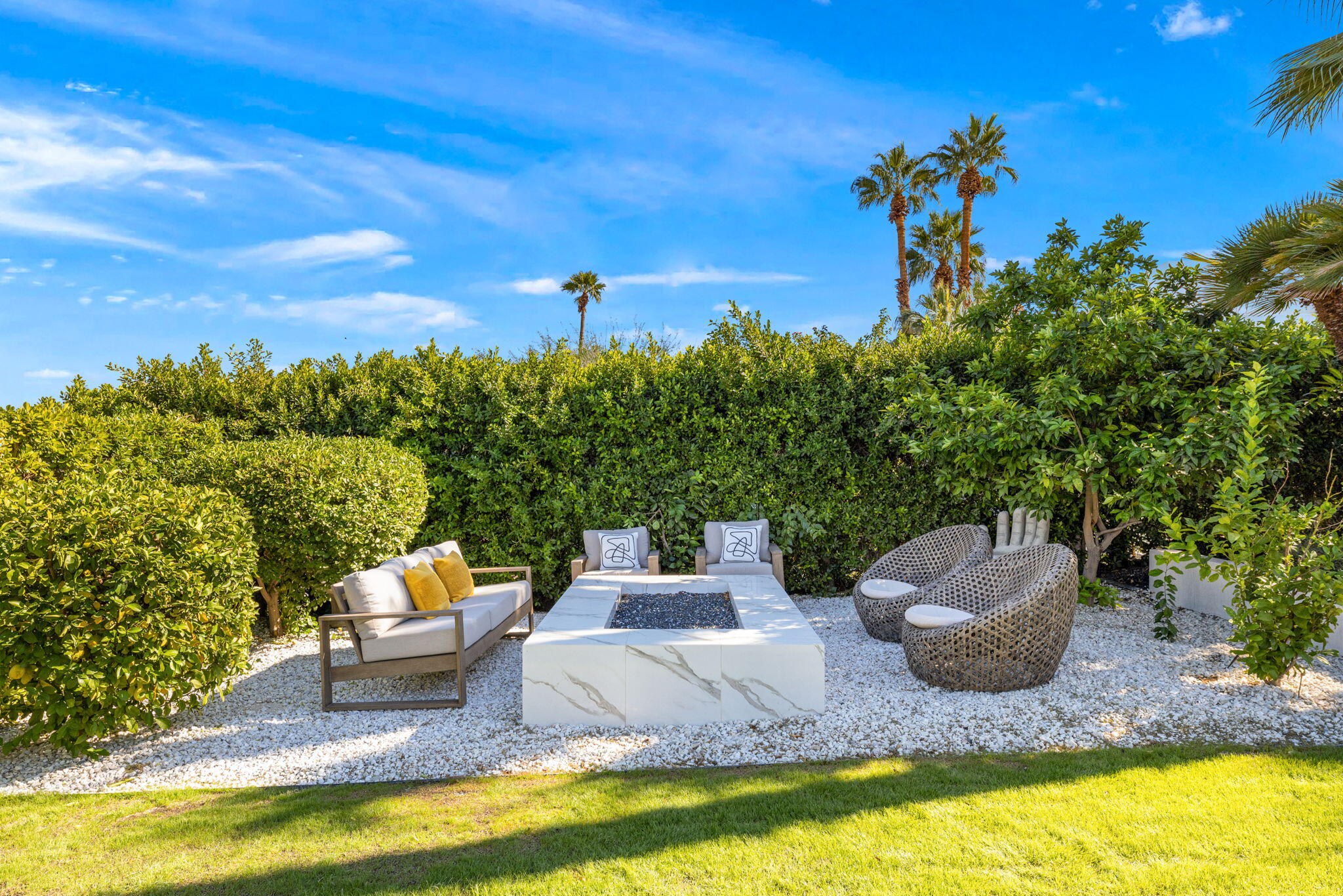 70481 Placerville Road Rancho Mirage, CA 92270 - Photo 7 of 42 a view of a swimming pool with a patio and a yard