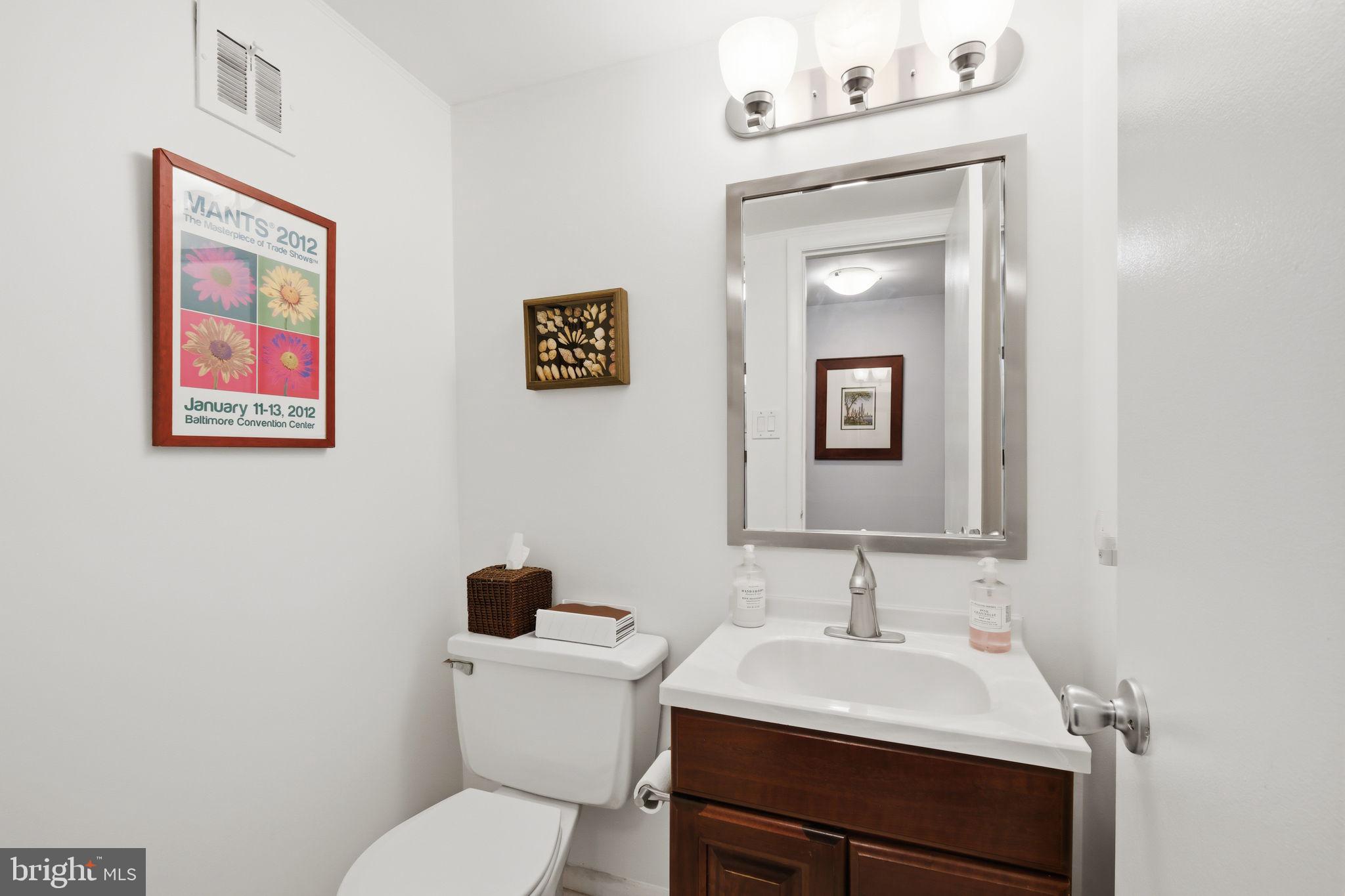 8815 Postoak Road Potomac, MD 20854 - Photo 19 of 45 a bathroom with a toilet a sink and mirror