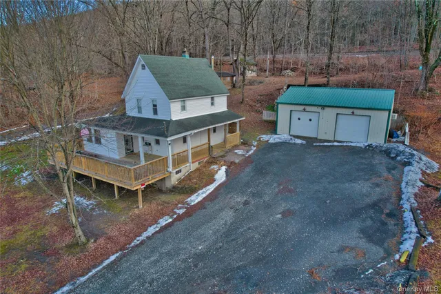 a view of a forest filled with trees