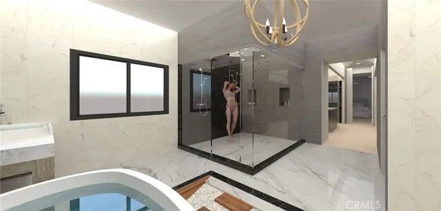 a bathroom with a sink and mirror