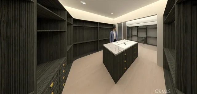 a dining room with furniture and a large window