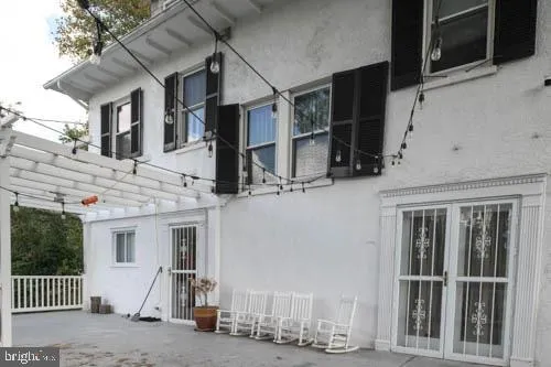 a front view of a house with a balcony