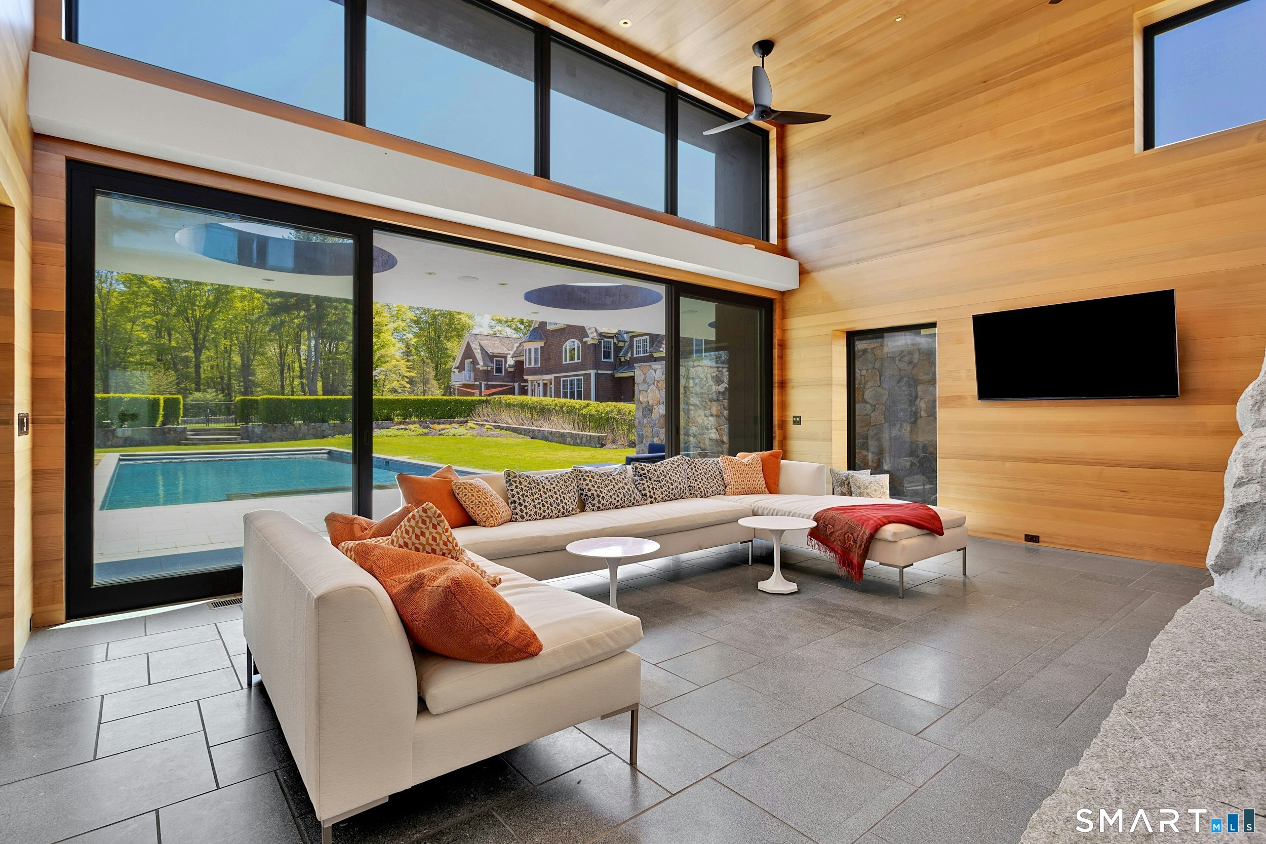 206 Umpawaug Road Redding, CT 06896 - Photo 34 of 40 Modern Marvel With Retractable Glass Doors & 10' Custom LED Architectural Lighting
