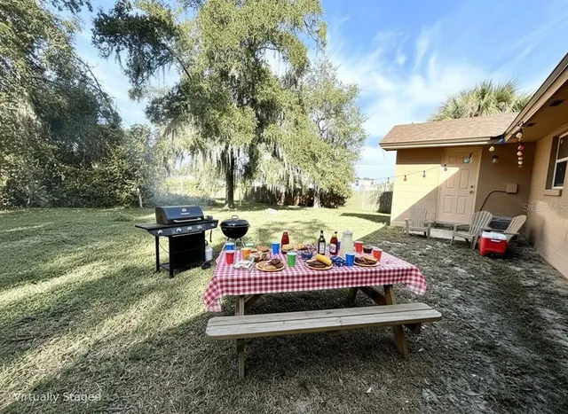 a outdoor space with furniture