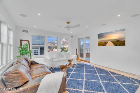 a view of a city with lawn chairs