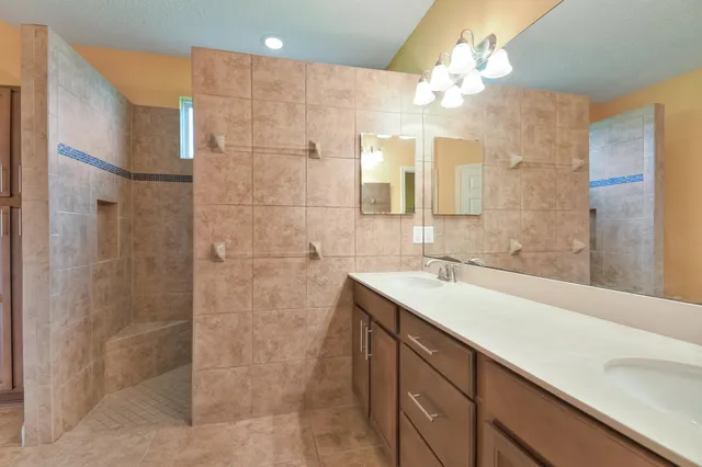 a bathroom with a shower