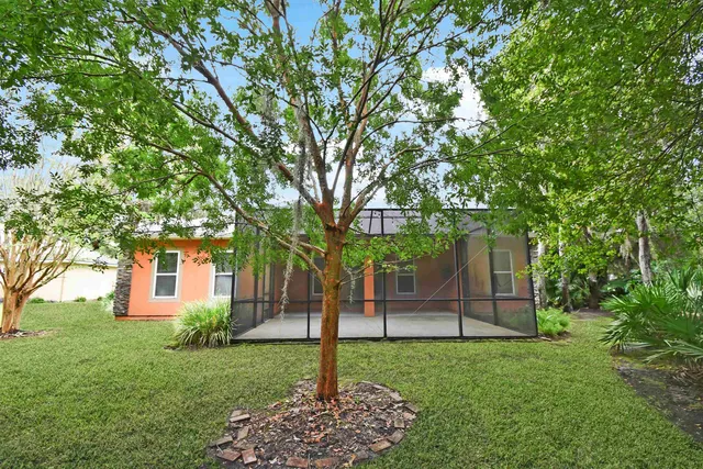 a view of a house with a backyard