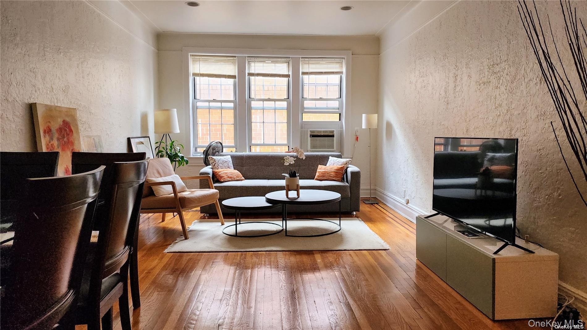 4 Maple Drive, Unit 6H Great Neck, NY 11021 - Photo 3 of 14 a living room with furniture and a flat screen tv