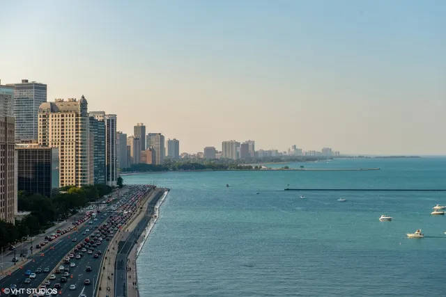 a view of a city with tall buildings