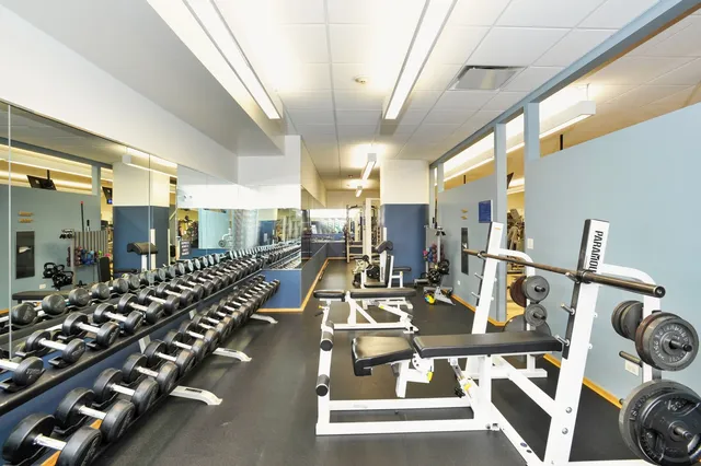 a view of a room with gym equipment