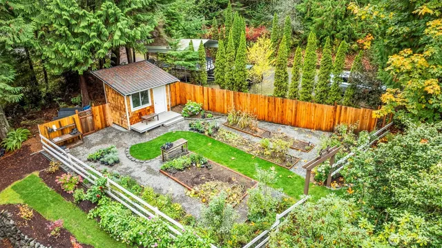 an aerial view of a house