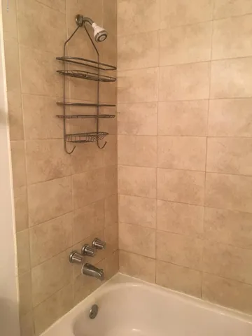 a bathroom with a bathtub