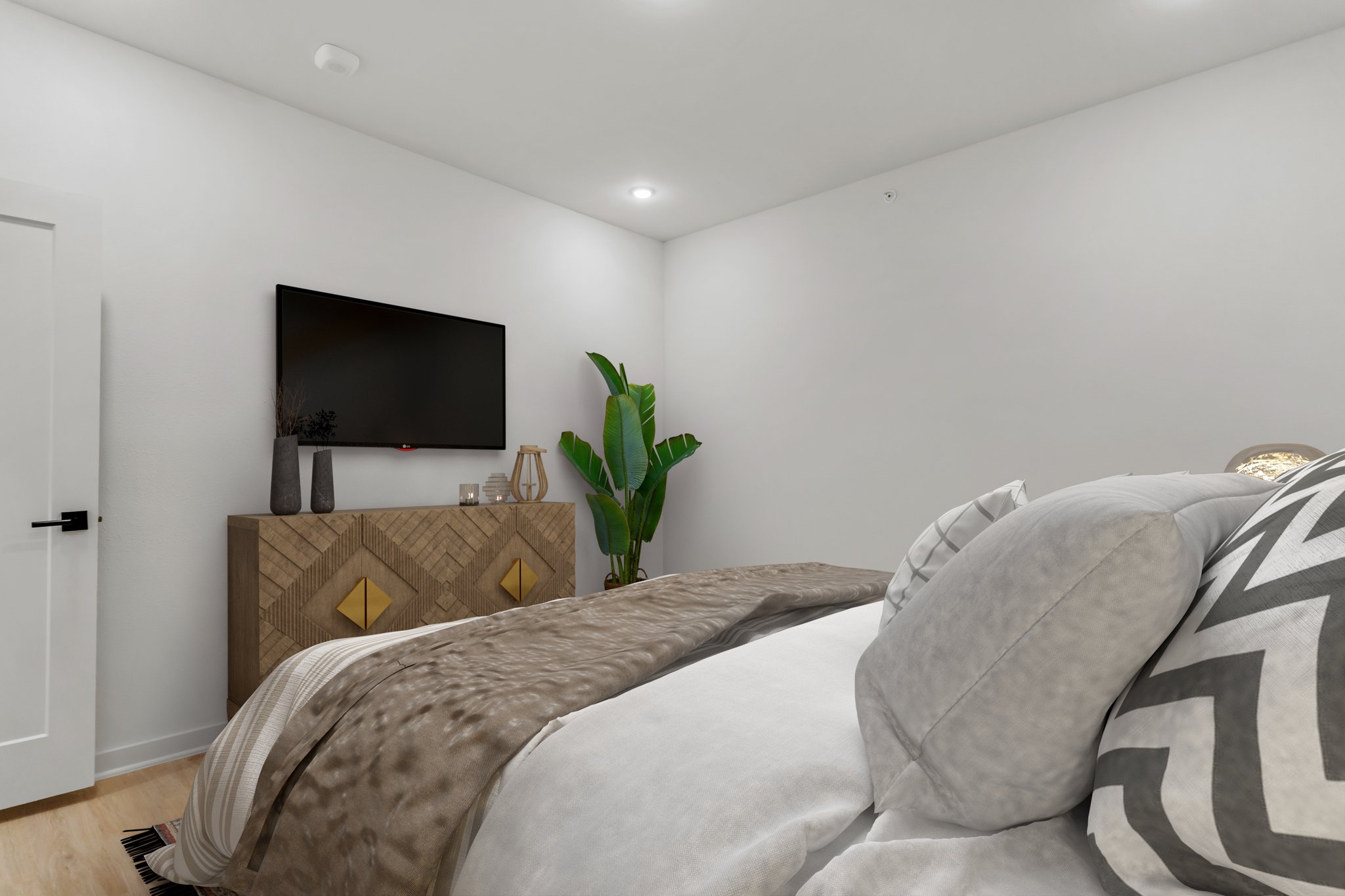 100 West Mockingbird Lane Austin, TX 78745 - Photo 13 of 24 a bedroom with a bed and a flat screen tv