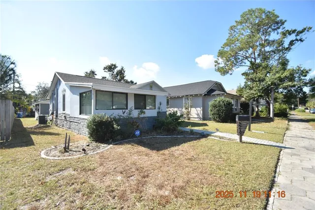 a view of a house with a patio