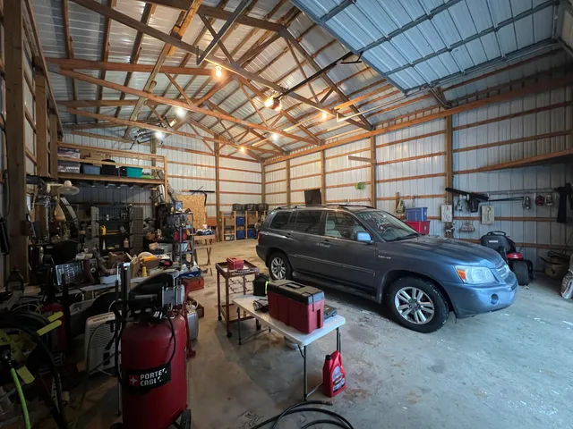 a car parked in a garage