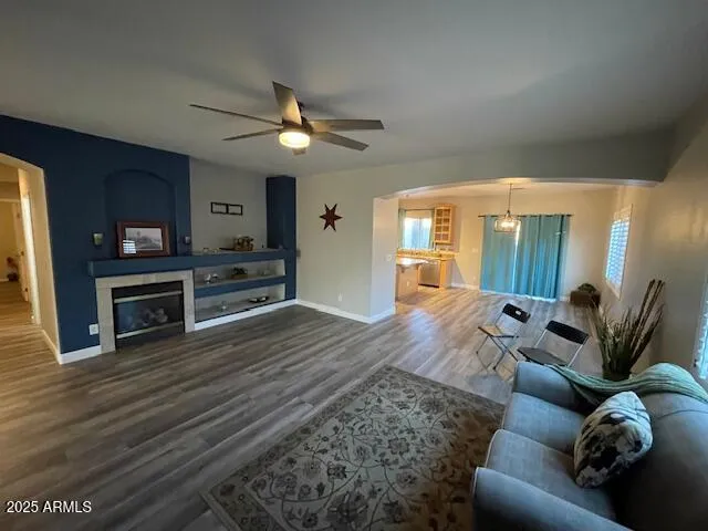 a bed room with furniture and a fireplace