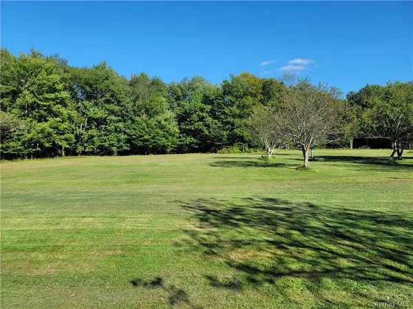 a view of a big yard with a garden