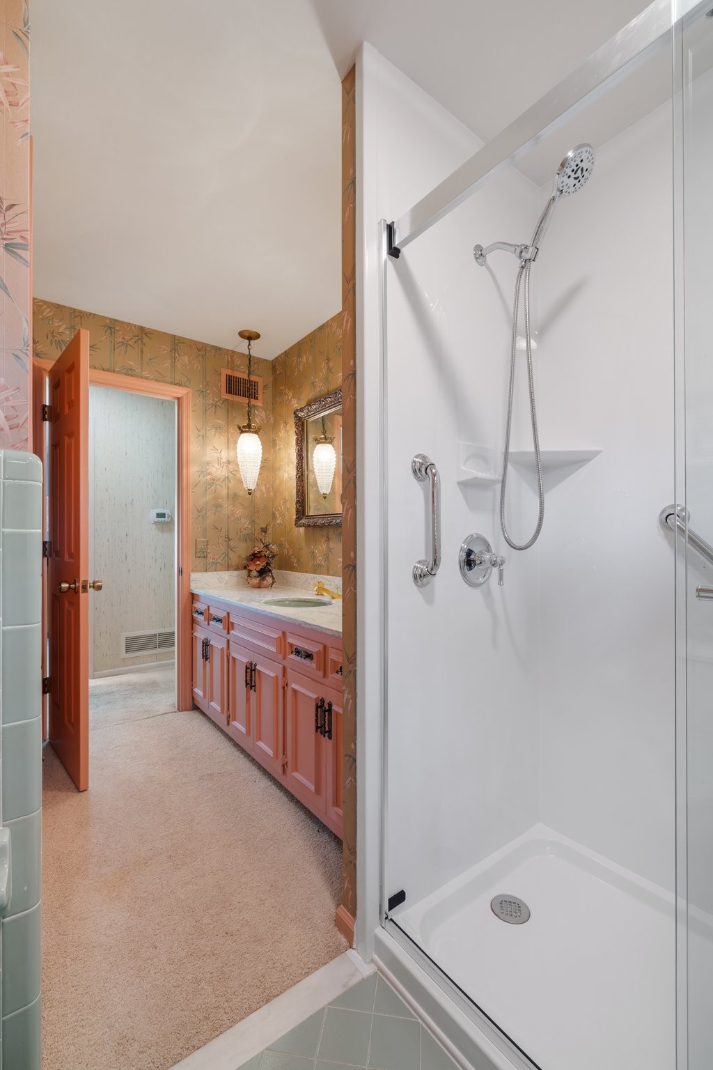 1409 Sneed Road West Franklin, TN 37069 - Photo 34 of 47 a bathroom with a double vanity sink toilet mirror and shower
