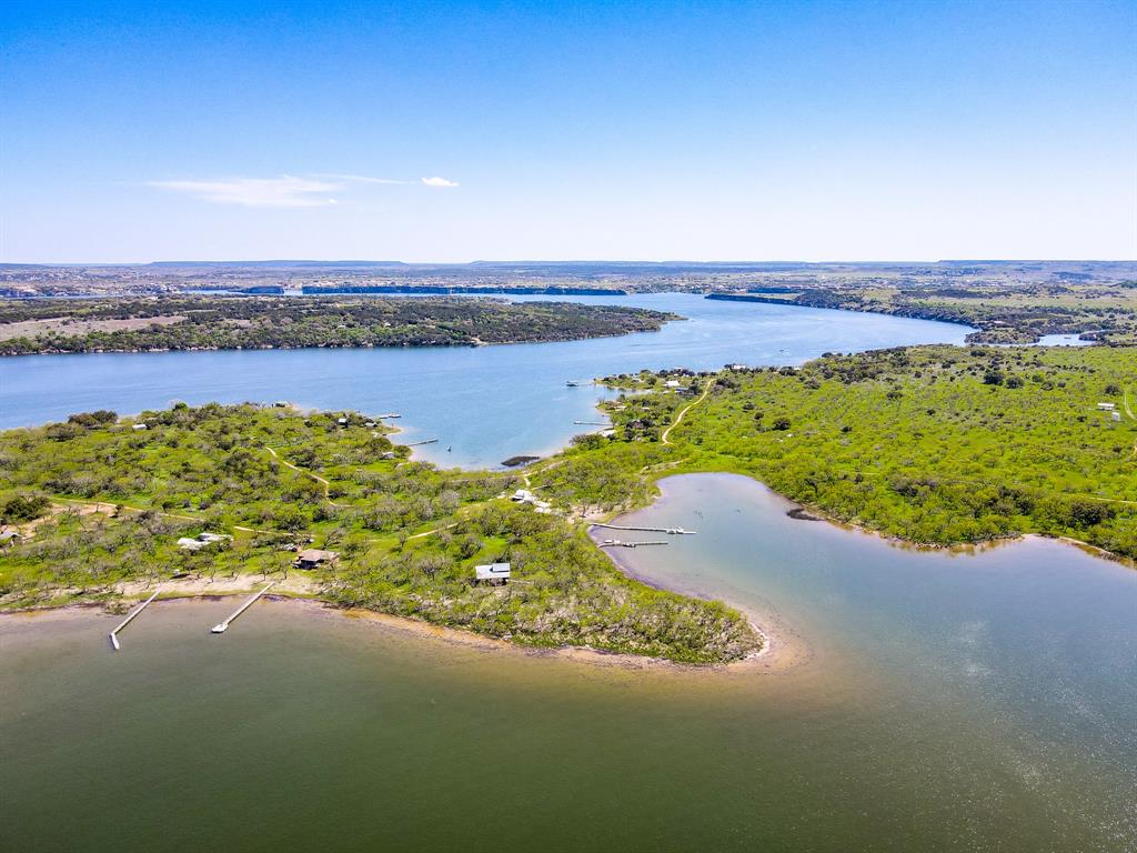 a view of a lake with a city
