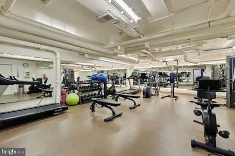 a view of a room with gym equipment