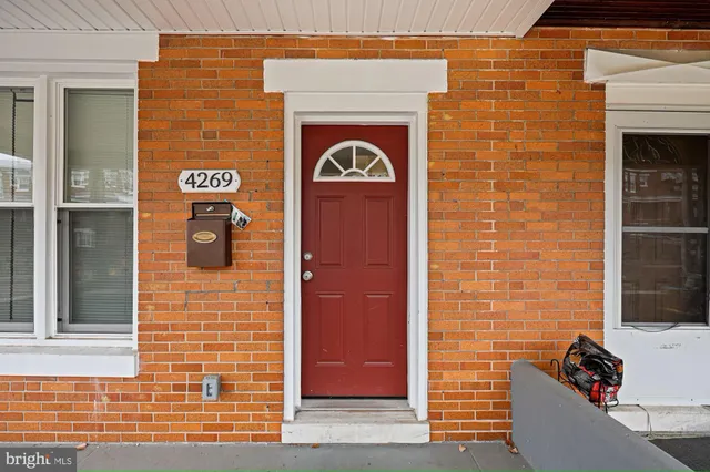 a building with a door and a door