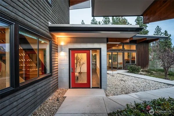a front view of a house with shower