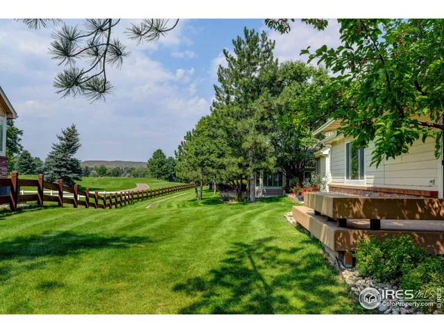a view of a house with a big yard potted plants and large tree