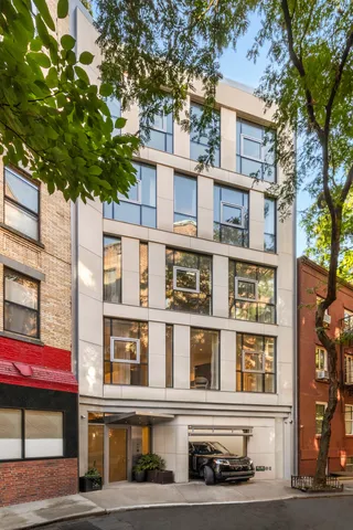 a front view of a multi story building