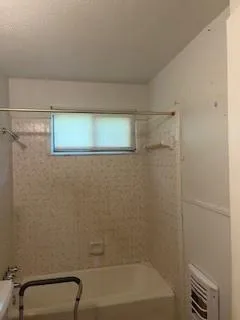 a bathroom with a bathtub