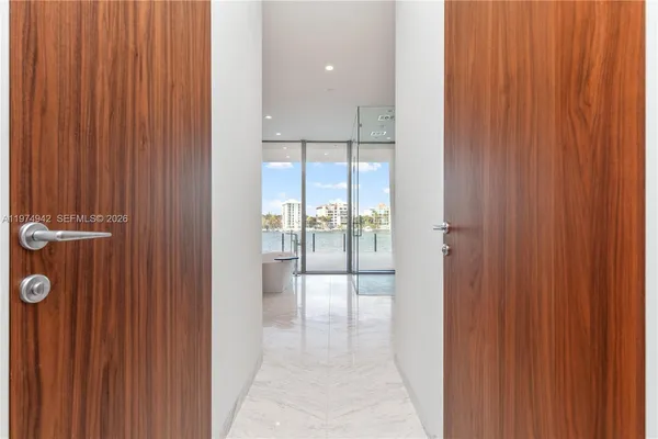 a view of a bathroom with a tub
