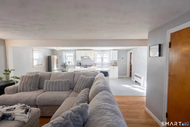 a living room with furniture and a couch