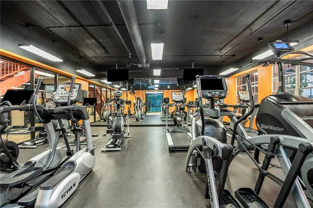 a view of a room with gym equipment