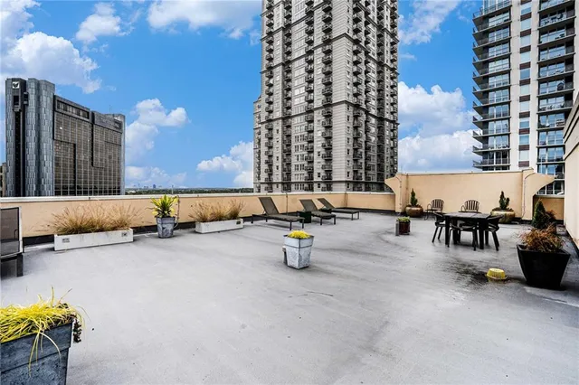 an outdoor space with patio