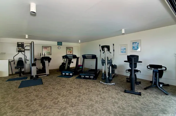 a view of a room with gym equipment