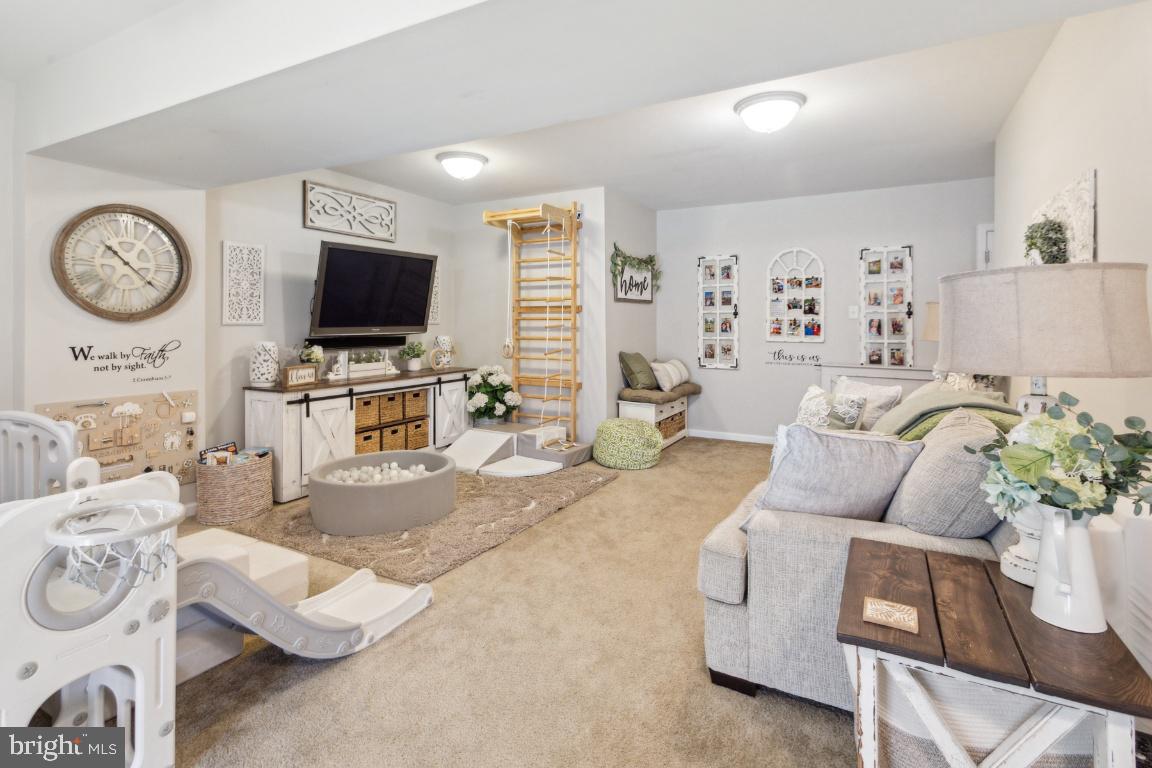 16 Grace Drive Marlton, NJ 08053 - Photo 20 of 24 a living room with furniture a flat screen tv and a wall clock