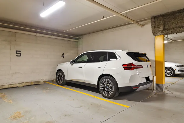 a car parked in a garage