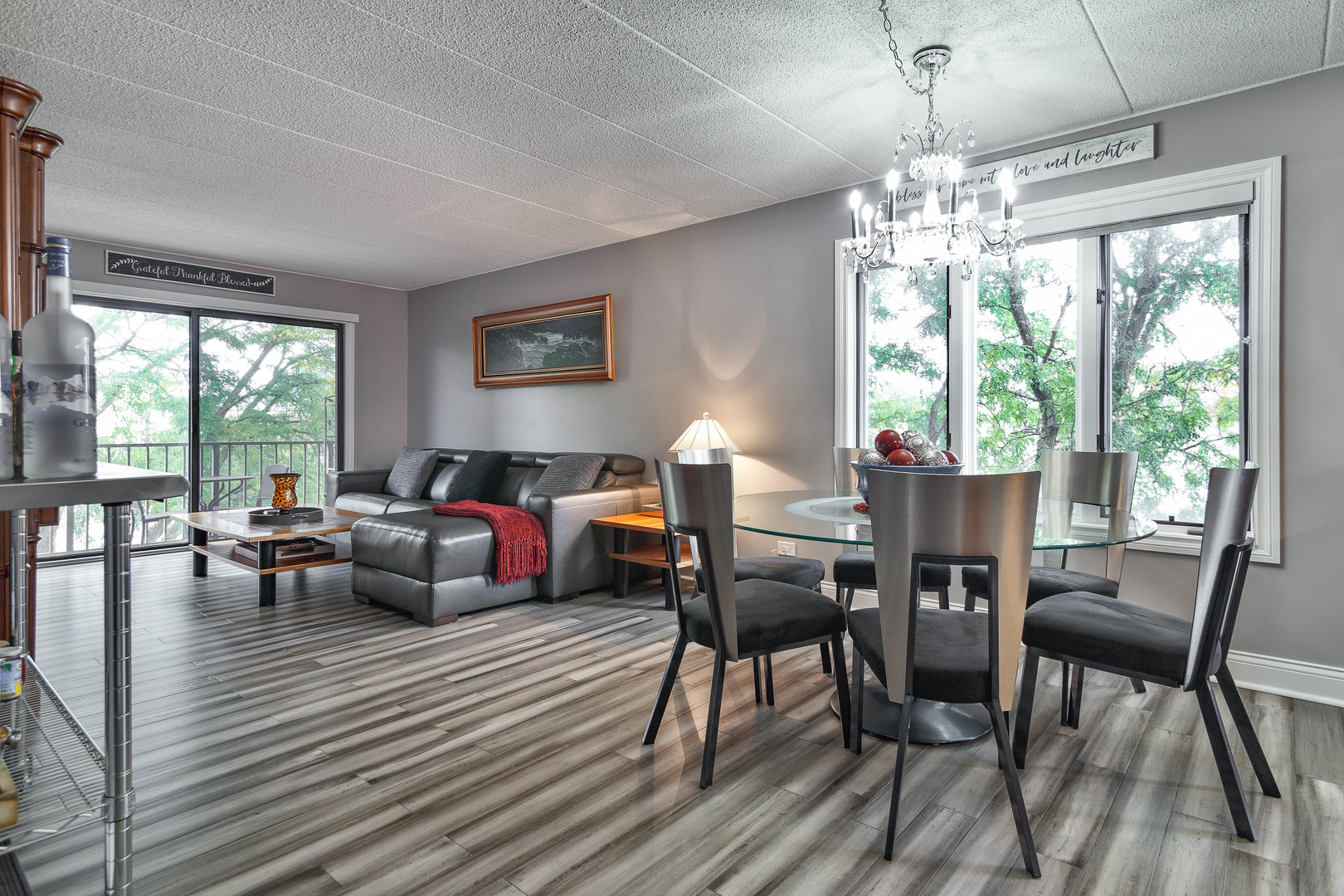 1389 Perry Street, Unit 303 Des Plaines, IL 60016 - Photo 3 of 25 a living room with furniture or chandelier and a wooden floor