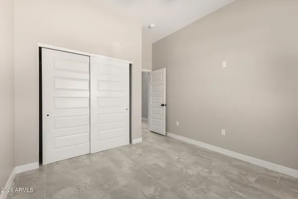 an empty room with closet